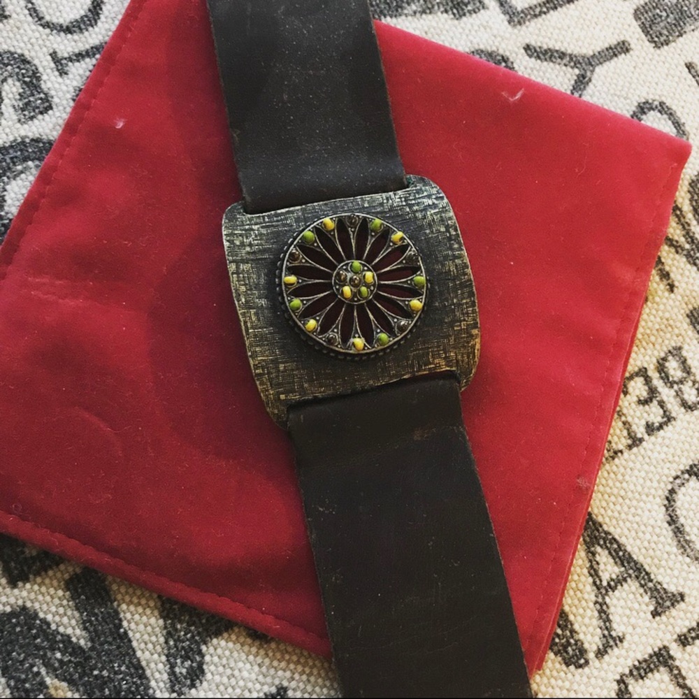 Wide leather cuff bracelet